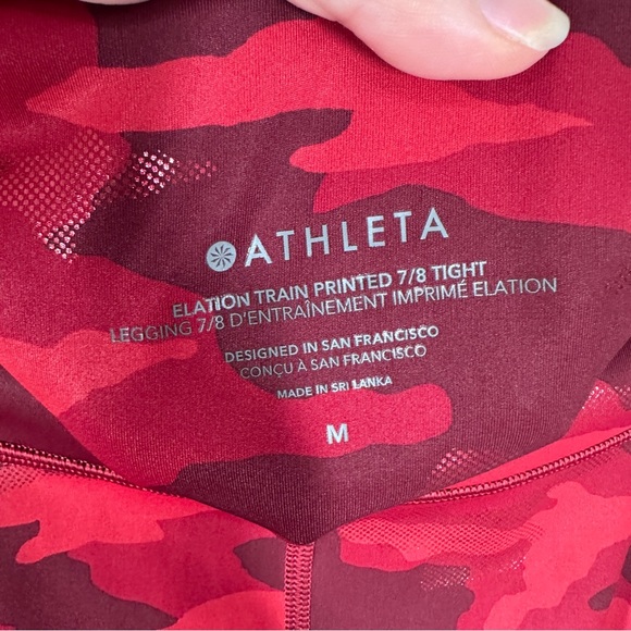 Athleta Elation Train Printed 7/8 Tight Size Medium Red Camo Shine - Picture 2 of 8